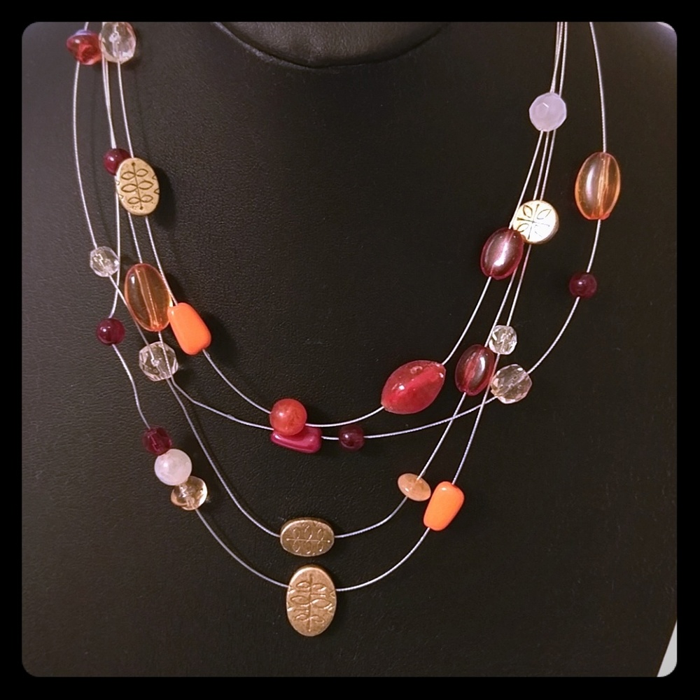 Boutique Illusion necklace gold, red, rust